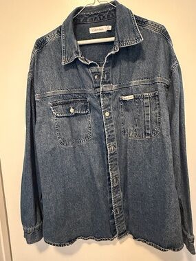 Calvin Klein Medium Blue Denim Shirt Jacket - oversized